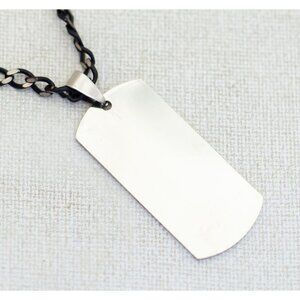 24 inch, Vintage Silver Tone Dog Tag-shaped Pendant Elegant Necklace - G1